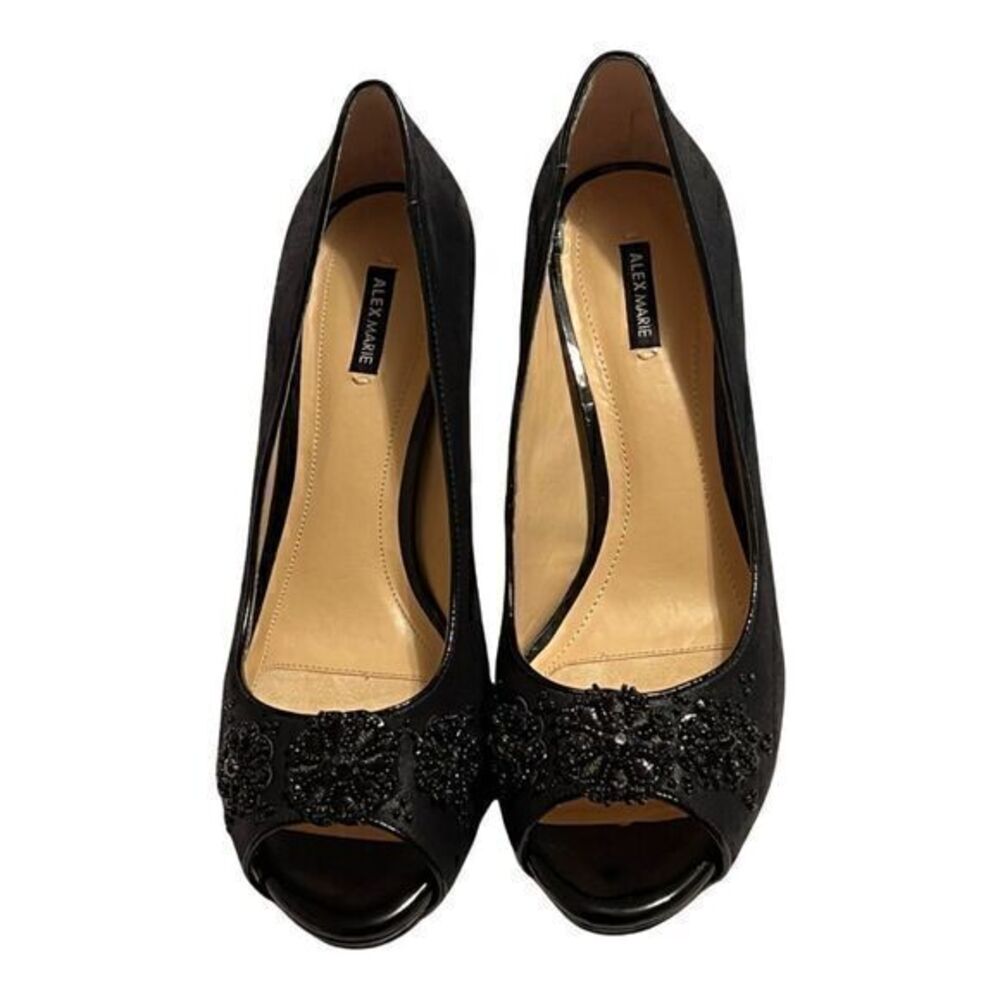 ALEX Marie Black Beaded Leather Pumps